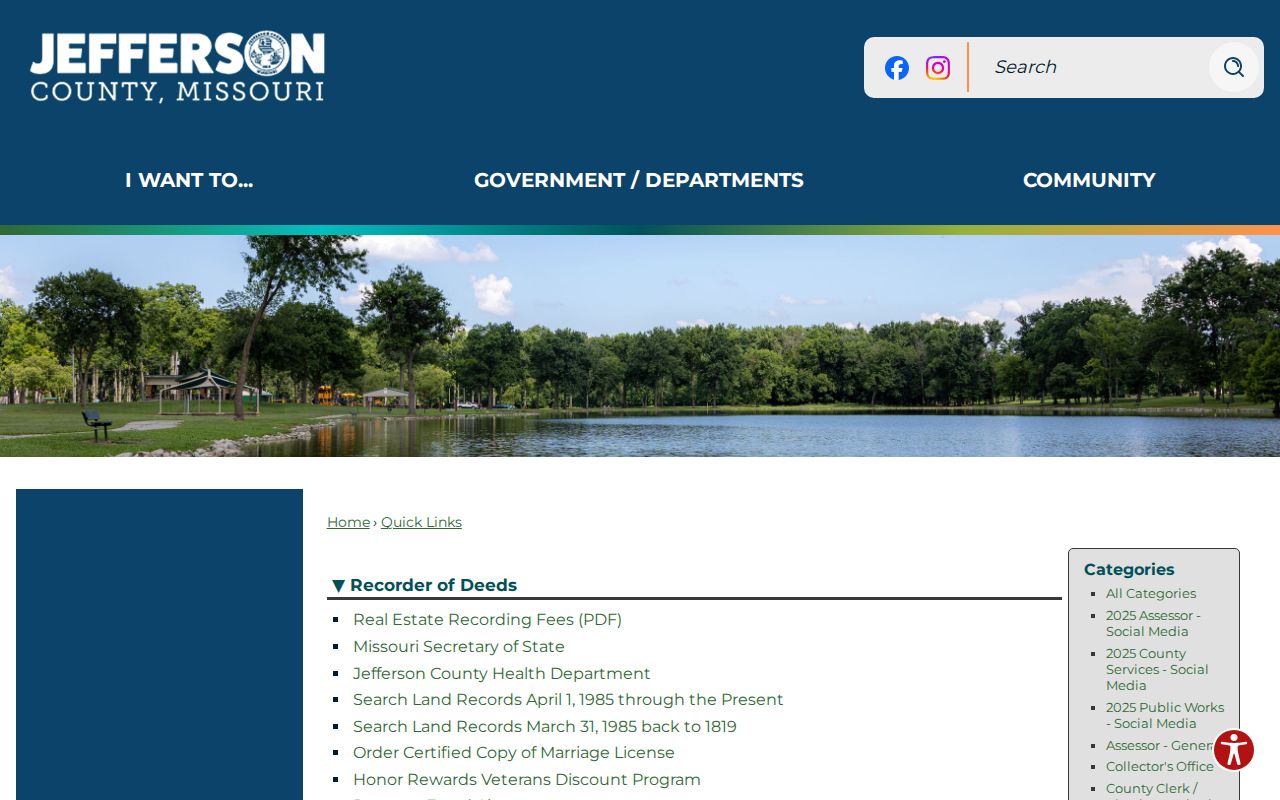 Jefferson County residents directory Recorder Quick Links for land records